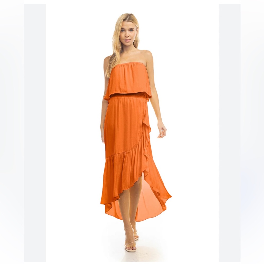 Naked Zebra Paris Maxi Strapless Dress - Coral